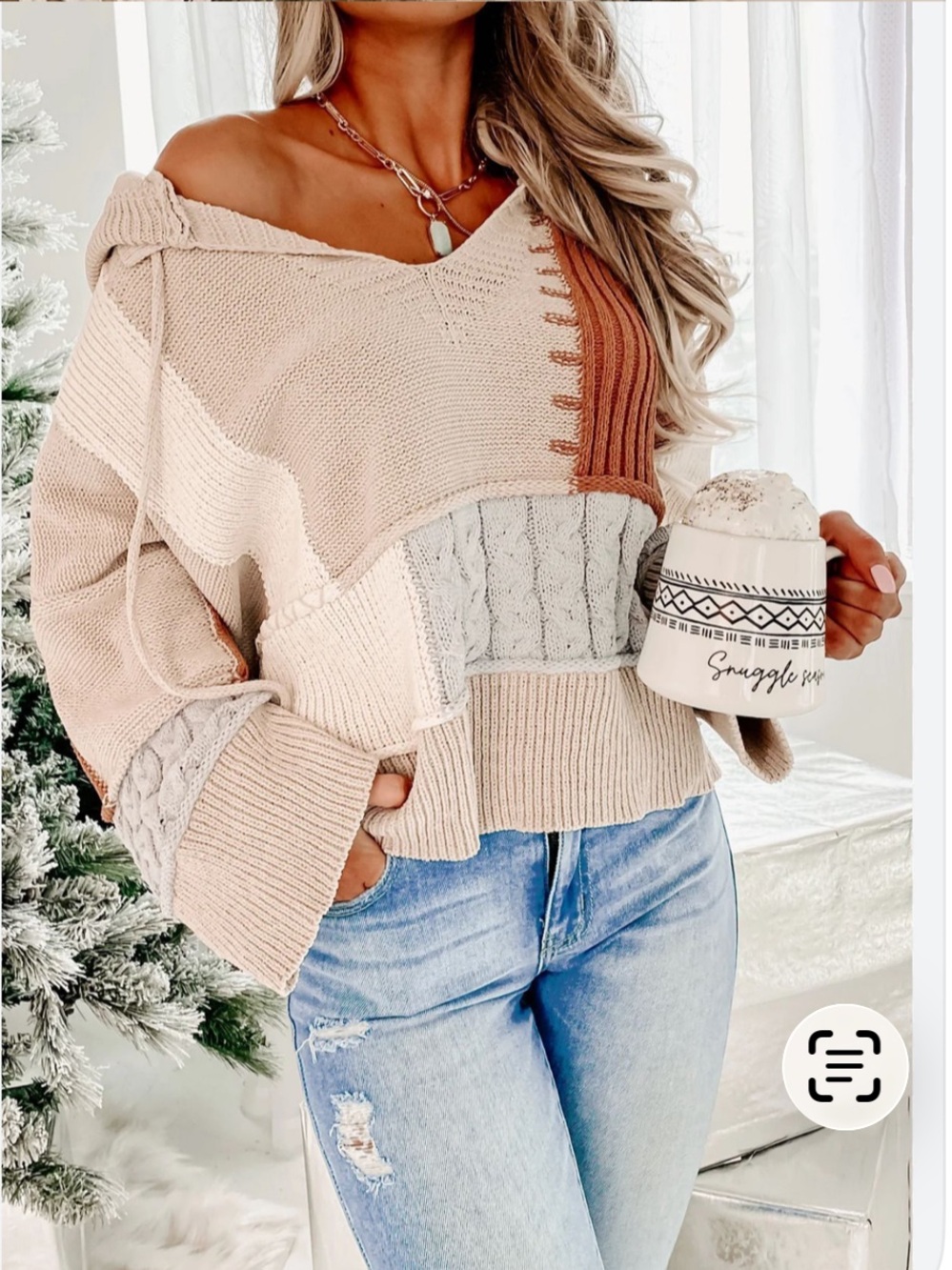 POL Patchwork Boho Hoodie NWOT